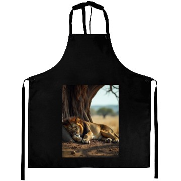 Discover Serene African Lion Resting Scene Aprons