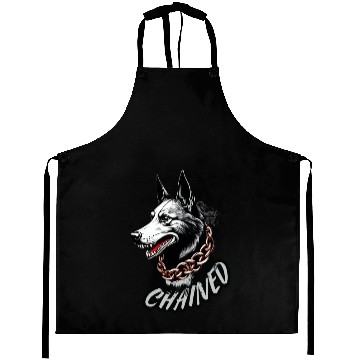 Discover Aggressive Husky with Chain Necklace Design Aprons
