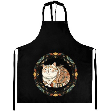 Discover Boho Cat – Smiling Feather Floral Circle Aprons