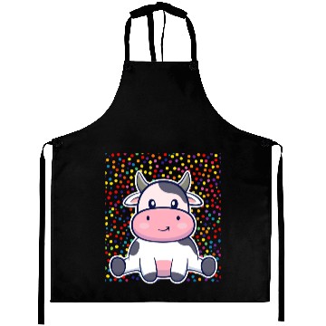 Discover Cute Cartoon Cow with Polka Dots Aprons
