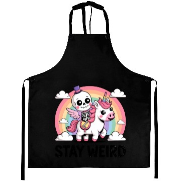 Discover stay weird skeleton unicorn Aprons