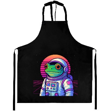 Discover Retro Frog Astronaut Aprons