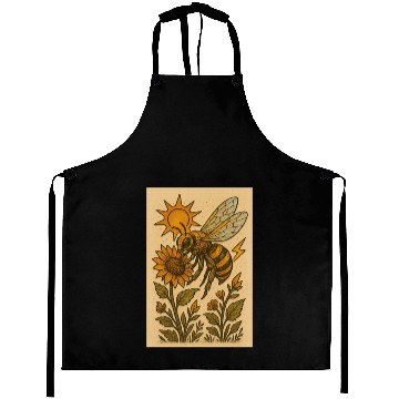 Discover Sun and Bee Botanical Illustration Aprons