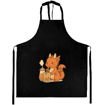 Discover Cute Dragon with Bubble Tea Design Aprons