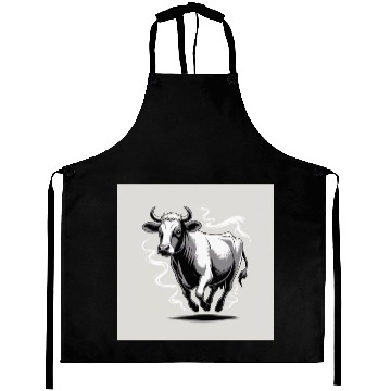 Discover Running Cow Graphic Aprons