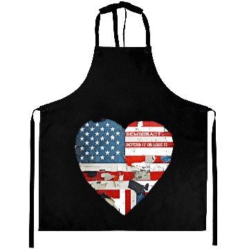 Discover Democracy Defend It Or Lose It USA flag vintage  Aprons