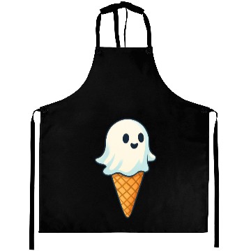 Discover Cute Ghost Ice Cream Illustration Aprons