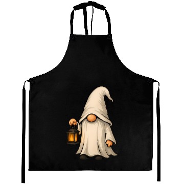 Discover Mystical Gnome with Lantern Illustration Aprons