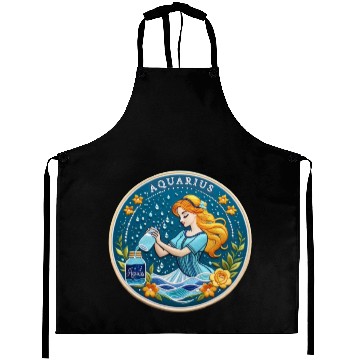 Discover Aquarius Stylish Watercolor Zodiac Illustration Aprons