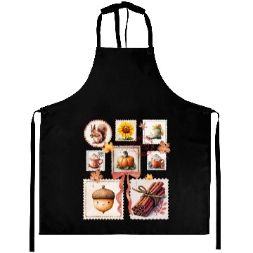 Discover Watercolor Autumn Postage Stamps Fall Vibes Autumn Aprons