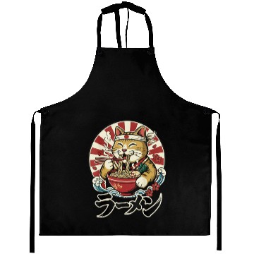 Discover Victory Cat Ramen Illustration Aprons