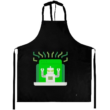 Discover Retro Digital Robot with Glitch Effect Aprons