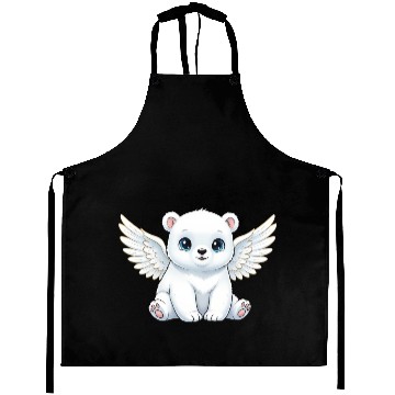 Discover Cute polar bear angel with wings smiling cartoon Aprons