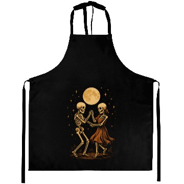 Discover Moonlit Skeleton Dance Illustration Aprons