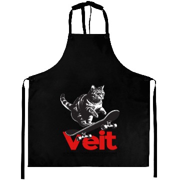 Discover Cool Cat Skateboard with cute Boy Name VEIT Aprons