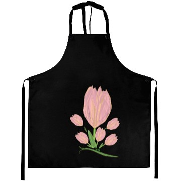 Discover Elegant Pink Tulips  Illustration Aprons