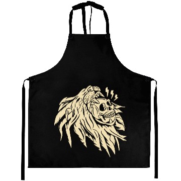 Discover Wild Skull Lion Tattoo Design Aprons