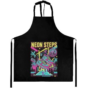 Discover Neon Steps Retro Athletic retro 90 Aprons