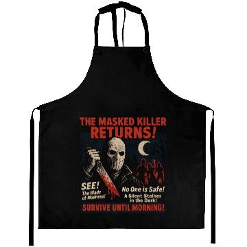 Discover Masked Killer Returns Slasher Movie Poster Vintage Aprons