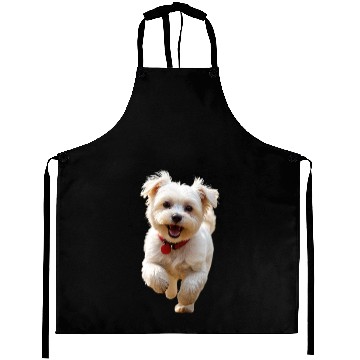 Discover Joyful Puppy Run Illustration Aprons