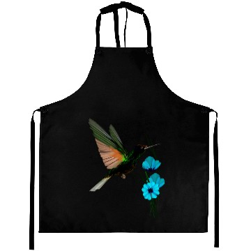 Discover Green Hummingbird-Blue Flowers Aprons