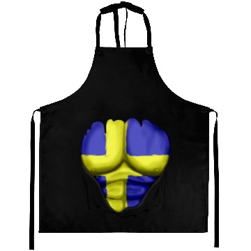 Discover Sweden Flag Ripped Muscles, six pack, chest t-shir Aprons