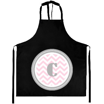 Discover Pink Chevron Monogram-C Aprons