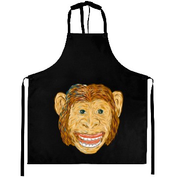 Discover Chimpanzee Head Front Isolated Aprons