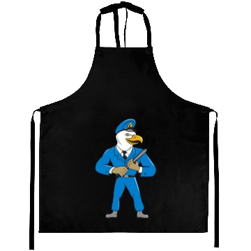 Discover Bald Eagle Policeman Baton Cartoon Aprons