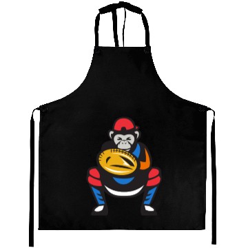 Discover Chimpanzee Baseball Catcher Retro Aprons