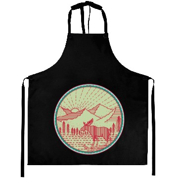 Discover Moose River Mountains Sun Circle Retro Aprons