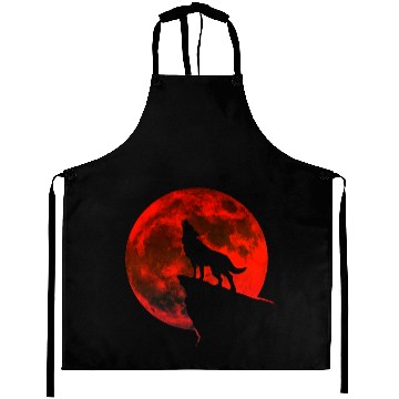 Discover Howling wolf full blood moon space galaxy gift dog Aprons