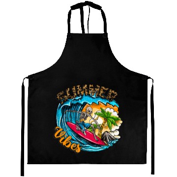 Discover Surfing Skeleton Summer Vibes Beach Waves Sunset S Aprons