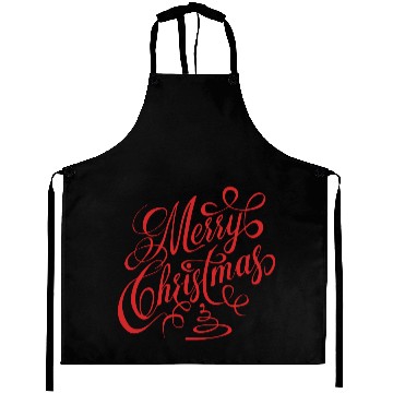 Discover Merry Christmas Red Fancy Cursive Typography Plus Size Aprons