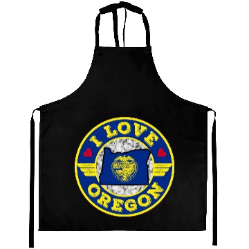 Discover I Love Oregon State Map and Flag Aprons
