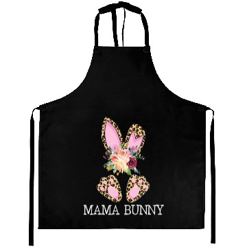 Discover Cute Floral Leopard Print Mama Bunny Easter Aprons