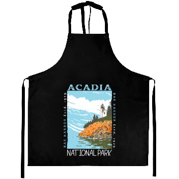 Discover Acadia National Park Bar Harbor Lighthouse Vintage Aprons