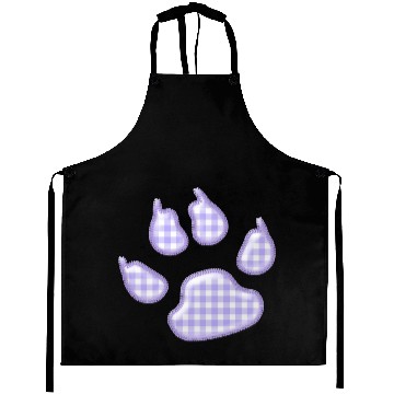 Discover gingham dog paw - purple Aprons