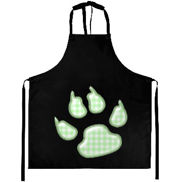 Discover gingham dog paw - green Aprons