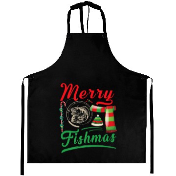 Discover Merry Fishmas Fishing Fish Fisherman Holidays Wint Aprons