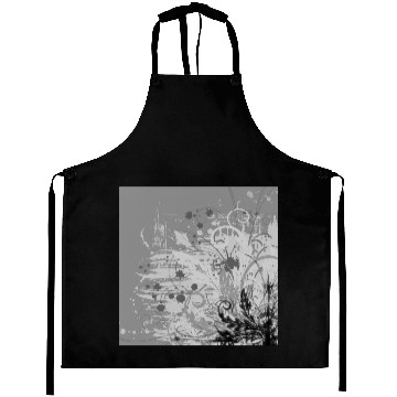Discover Grunge Floral Design - Light Grey B&W Aprons