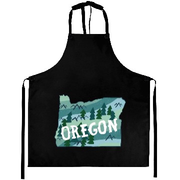 Discover Oregon State Map Illustration Aprons