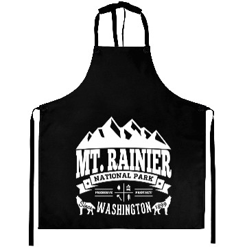 Discover Mt. Rainier Vintage White Aprons