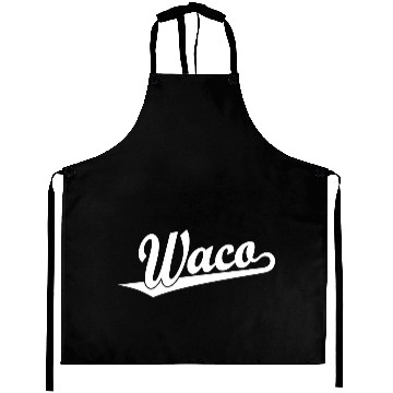 Discover Waco script logo in white Aprons