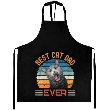Discover Best Cat Dad Ever Funny Black And Grey Cat Aprons