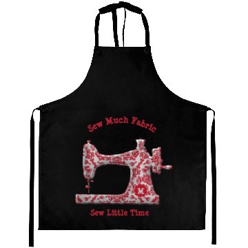 Discover Red Damask Sewing Machine Monogram Aprons