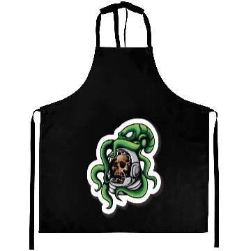 Discover Astro Skull with Octopus White Board Sticker Aprons
