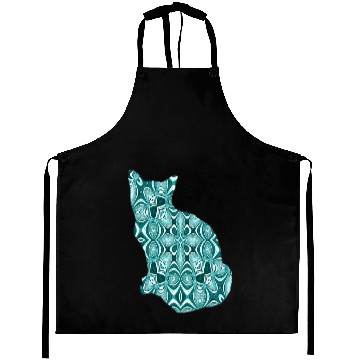 Discover Teal Patterned Cat Aprons