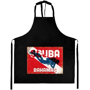 Discover Bahamas Scuba Diver - Blue Retro Aprons