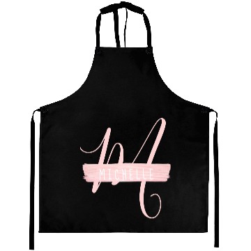 Discover Simple Rose Gold Paint Name Monogram Black Aprons